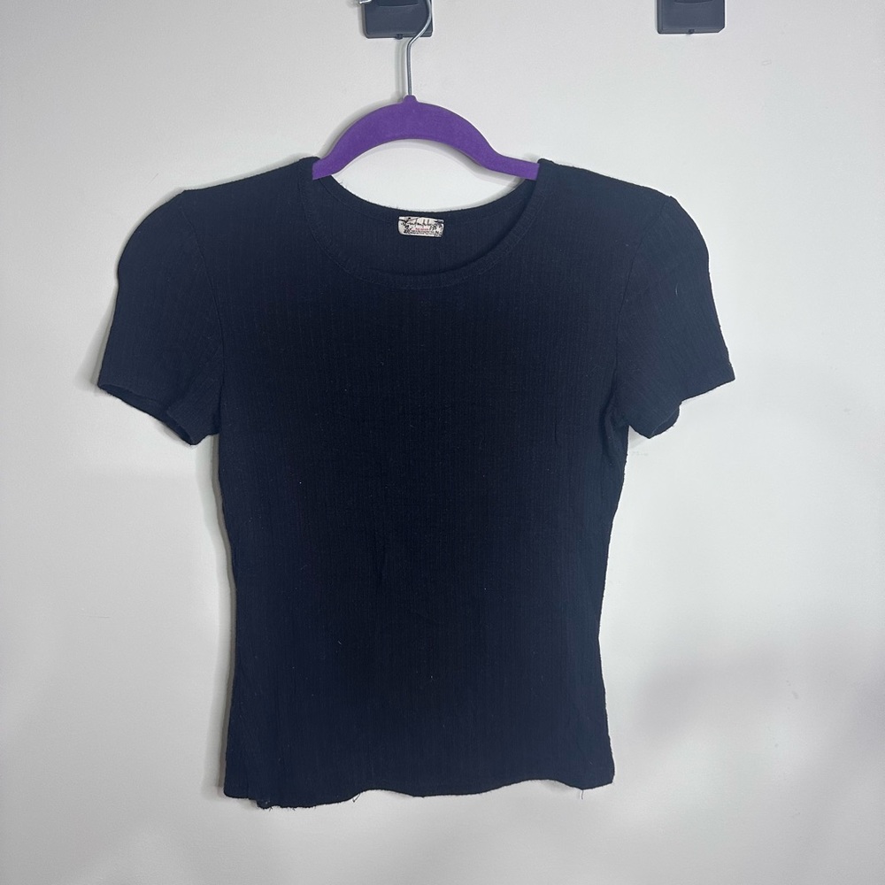 Free People Intimately Black Short Sleeve Tee